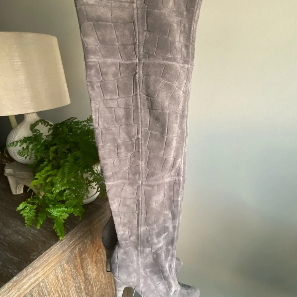 Report Signature Fairfax 3 Gray Suede OTK Over the Knee Thigh High Boots‎ | 7.5